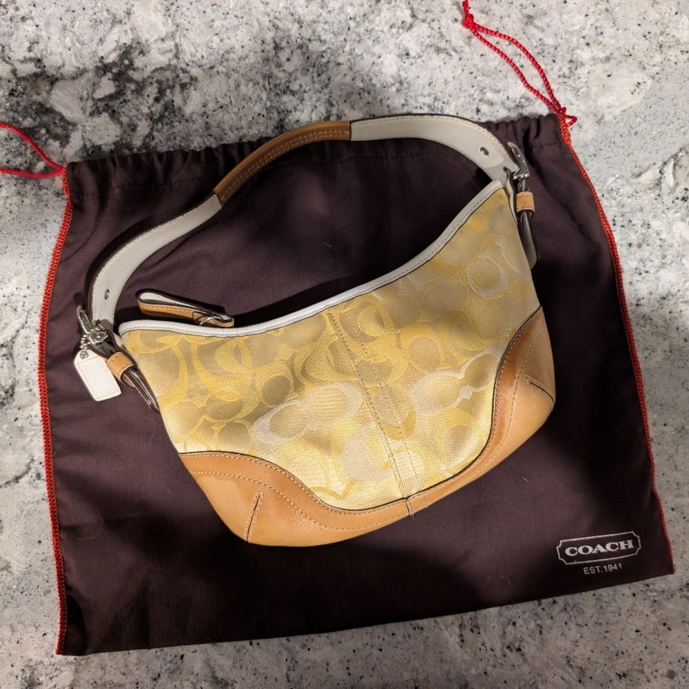 Coach Yellow and Tan Hobo Bag